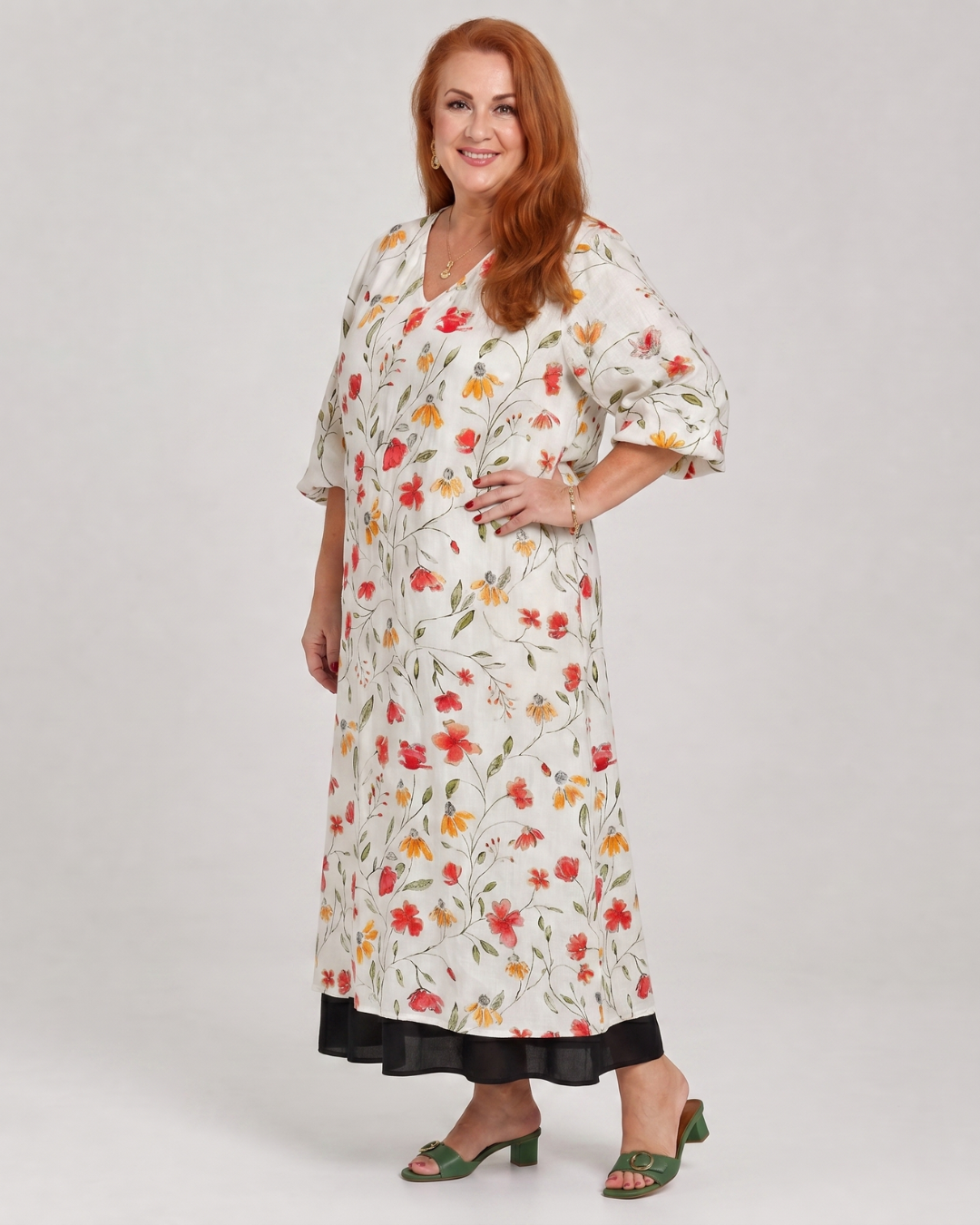 Cosima | Vestido midi boho con estampado de flores silvestres