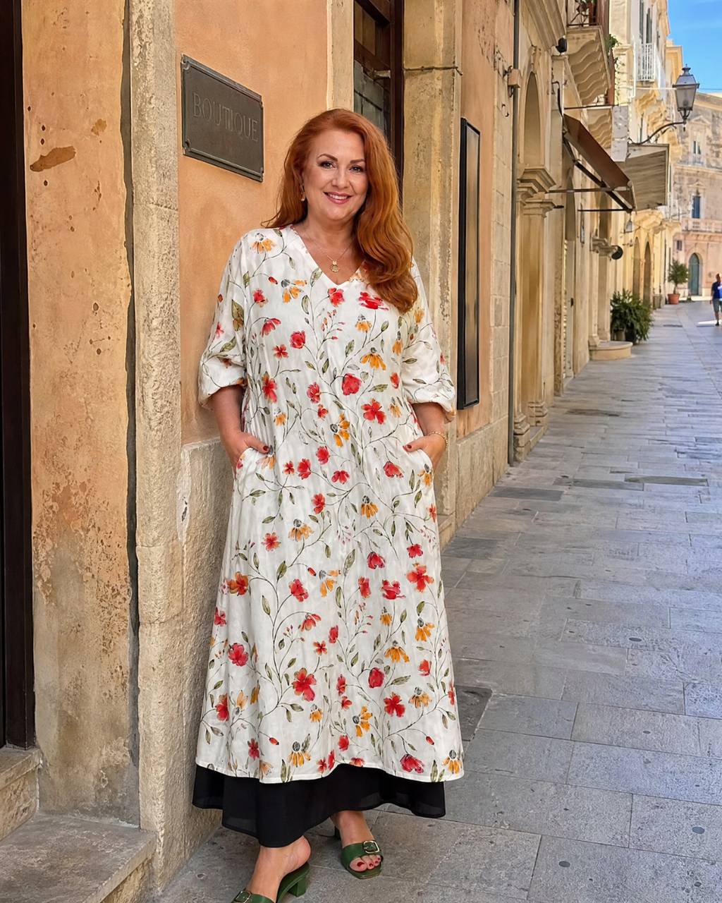 Cosima | Vestido midi boho con estampado de flores silvestres