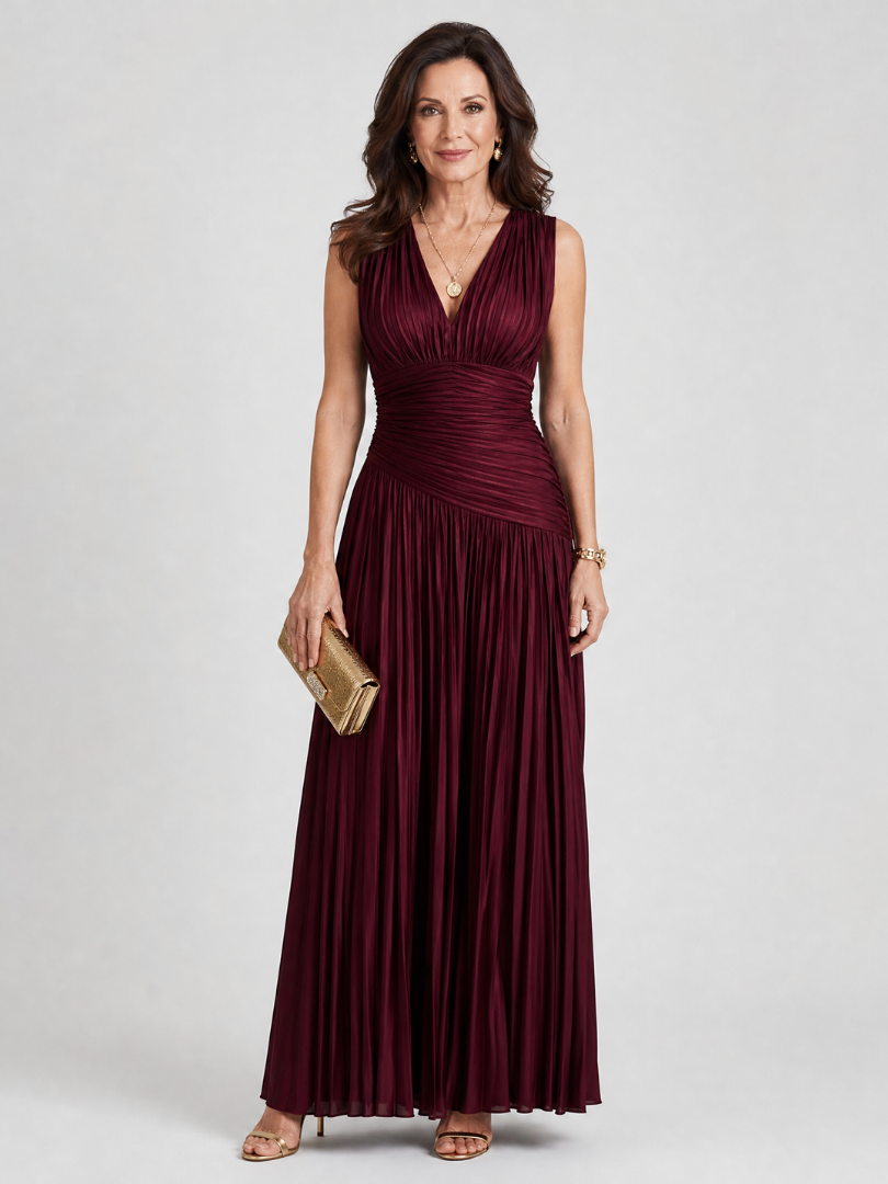 Dorothea | Vestido midi plisado sin mangas