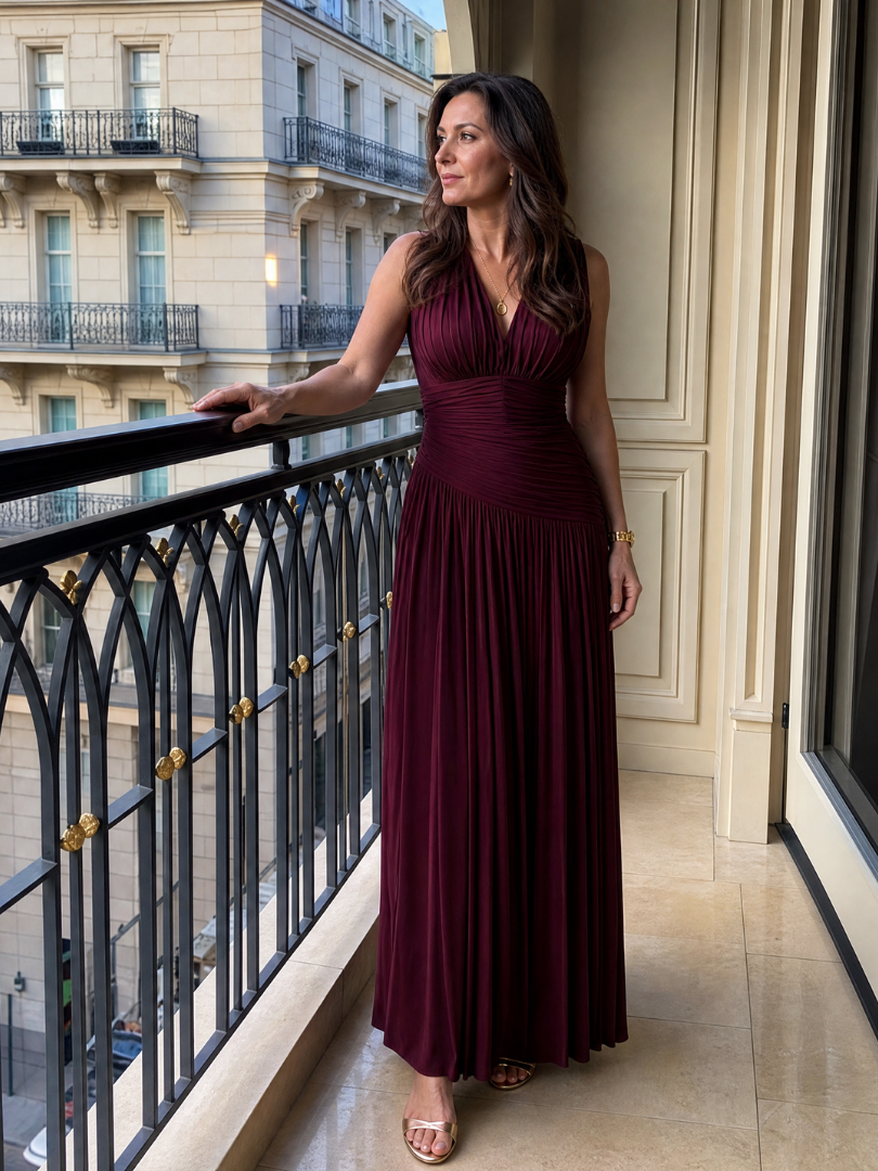 Dorothea | Vestido midi plisado sin mangas