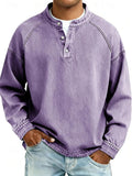 Sudadera Henley con efecto vintage lavado – Corte relajado