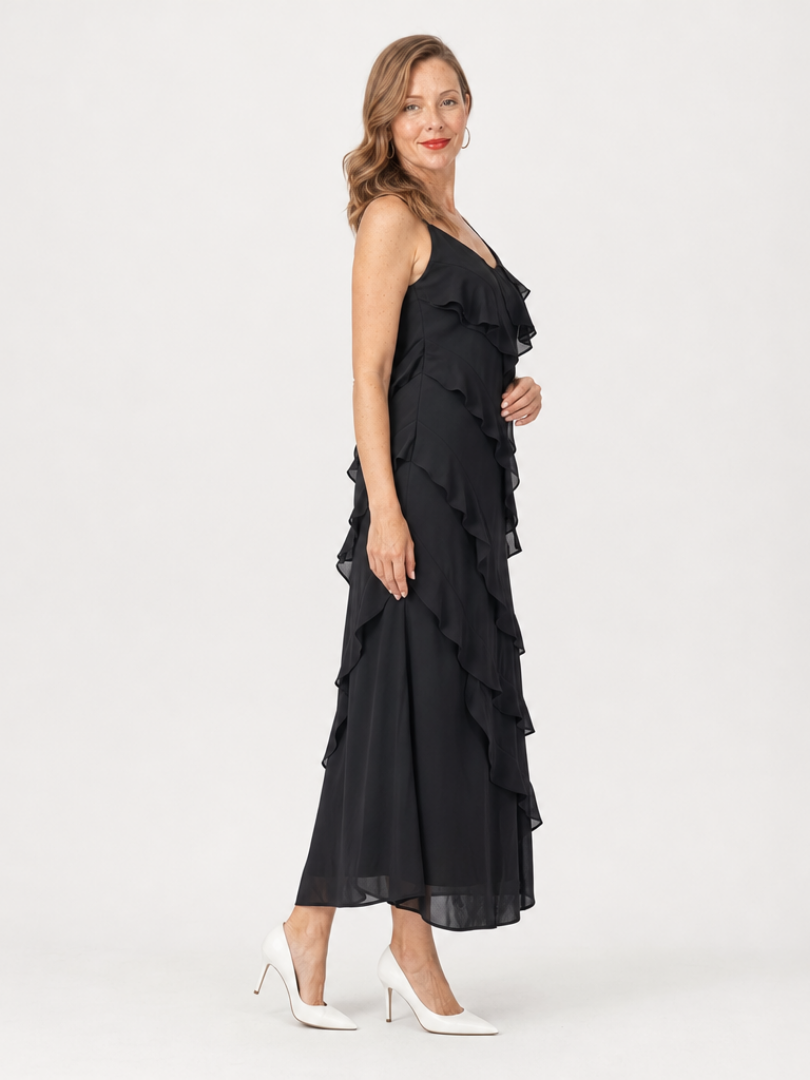 Edda | Vestido largo con volantes escalonados