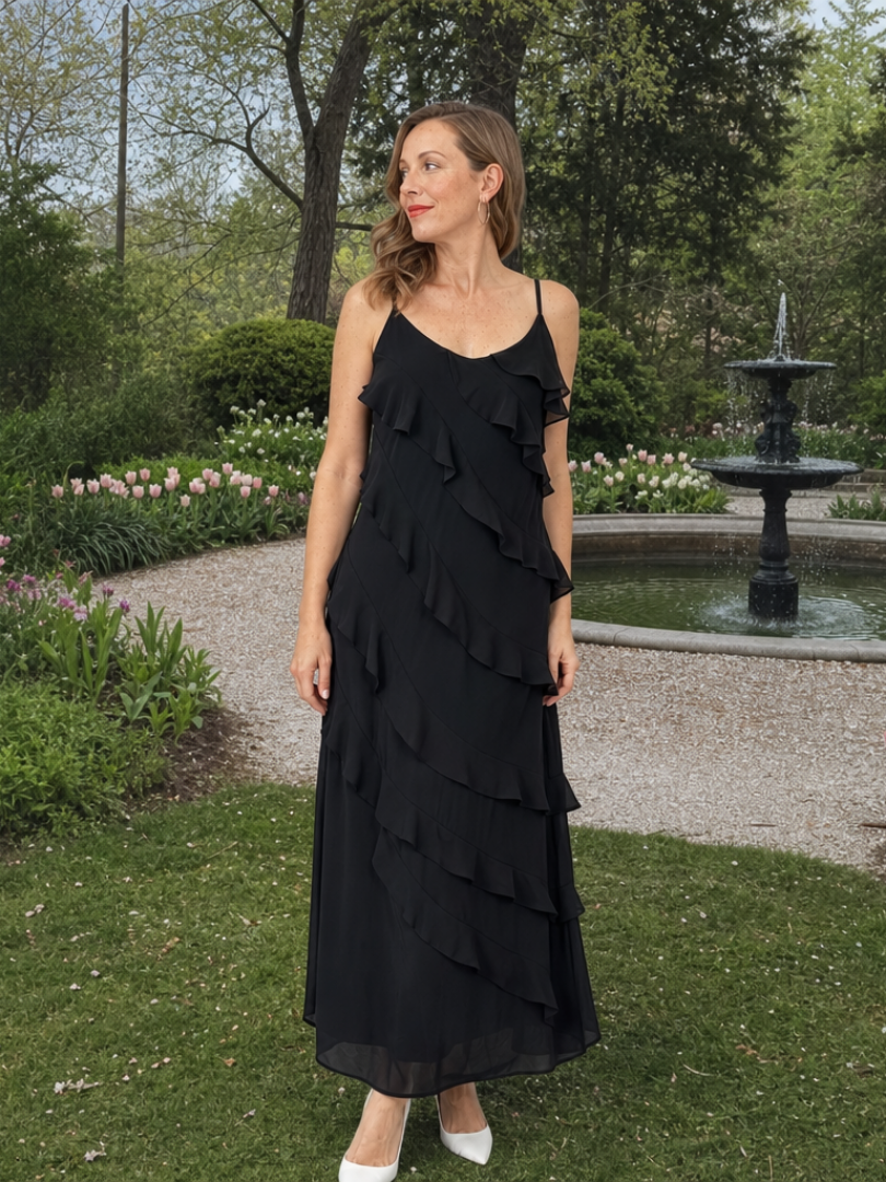 Edda | Vestido largo con volantes escalonados
