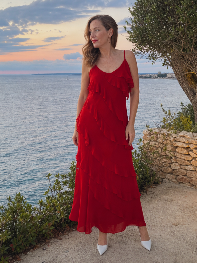 Edda | Vestido largo con volantes escalonados