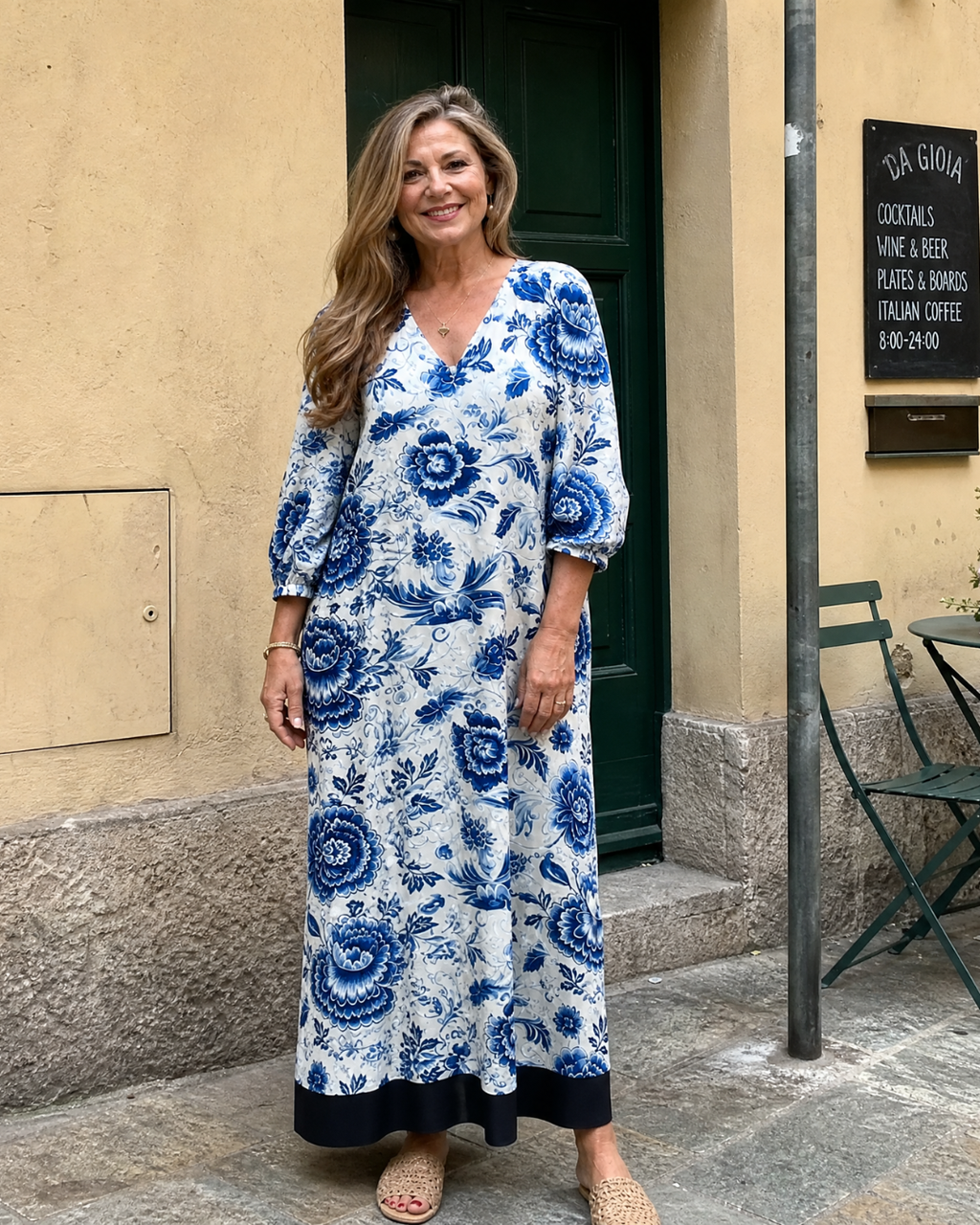 Elisabeth | Vestido midi boho con estampado floral de porcelana