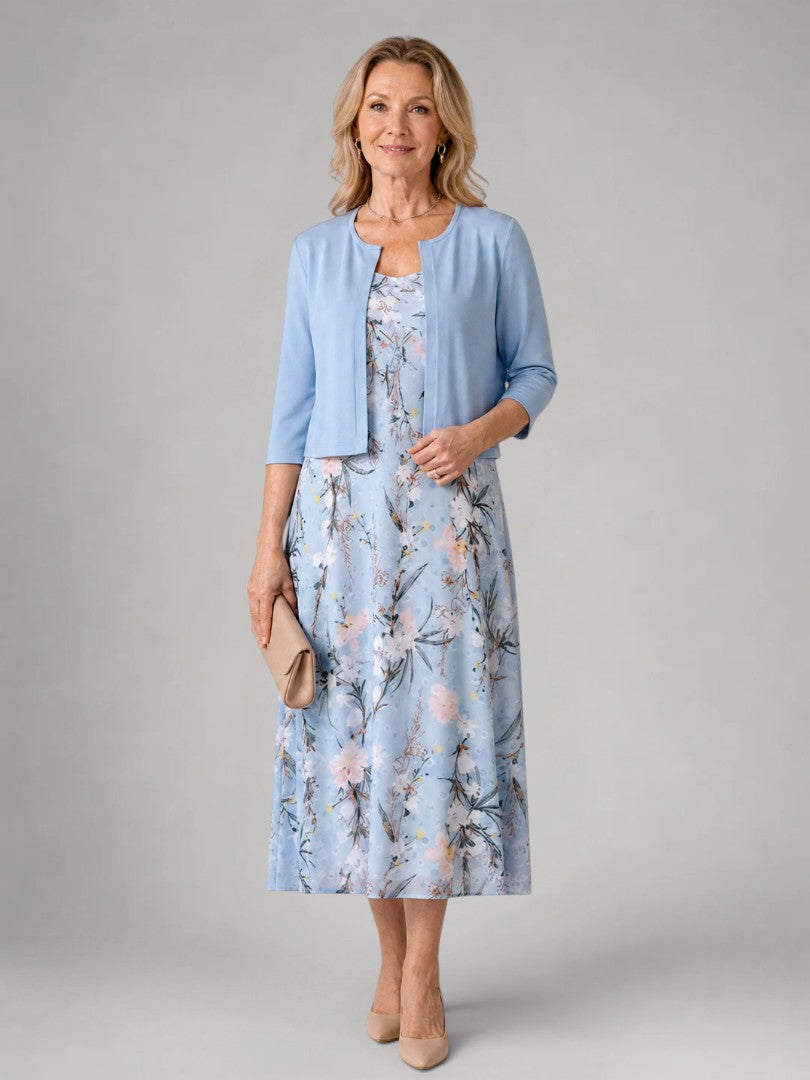 Marlene | Vestido midi floral con chaqueta corta