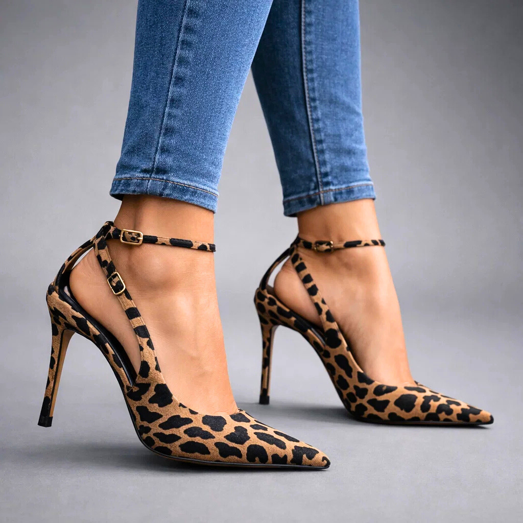 Ernestine | Zapatos de tacón de aguja de punta fina con correa de tobillo