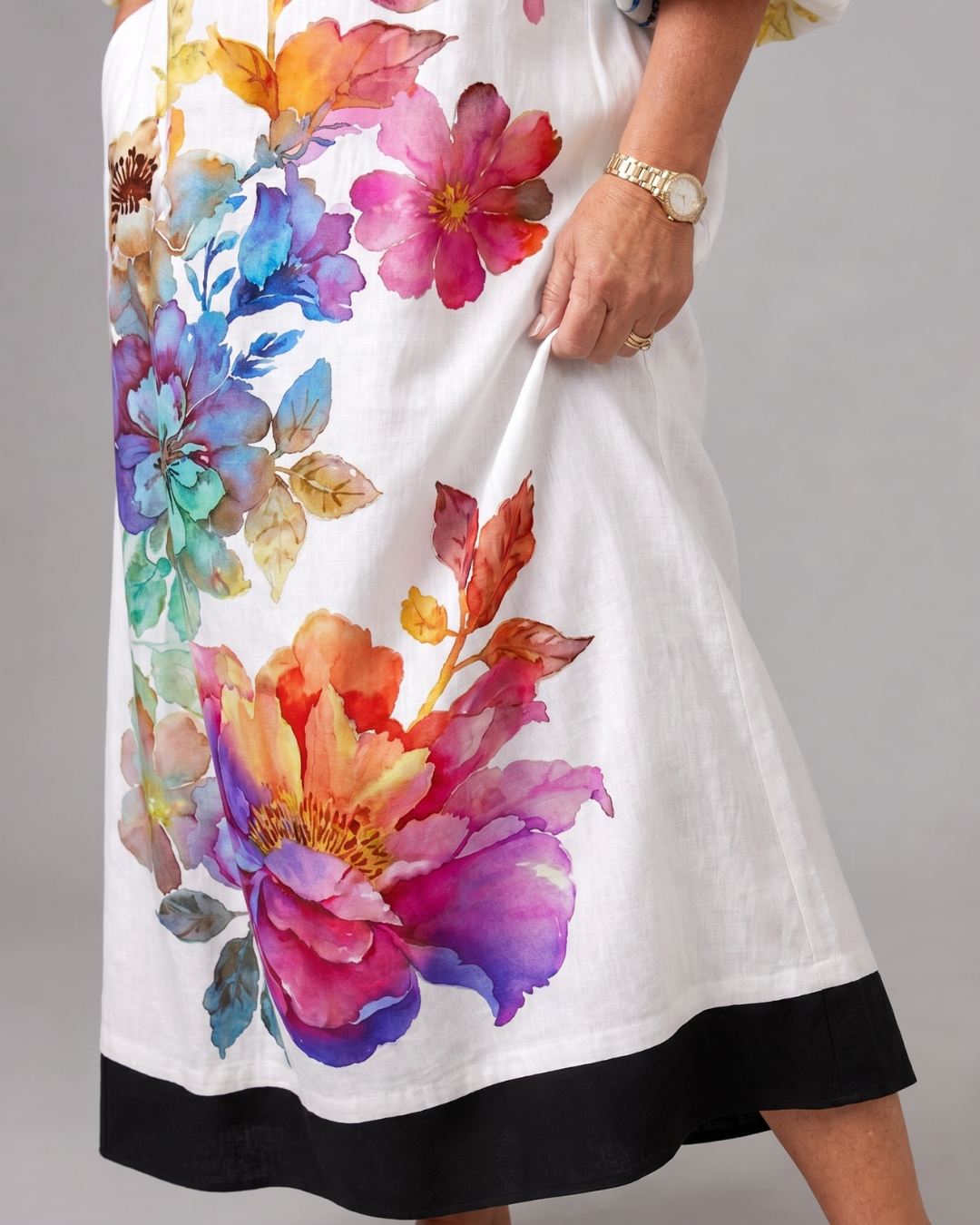 Florentine | Vestido midi boho con estampado floral en acuarela
