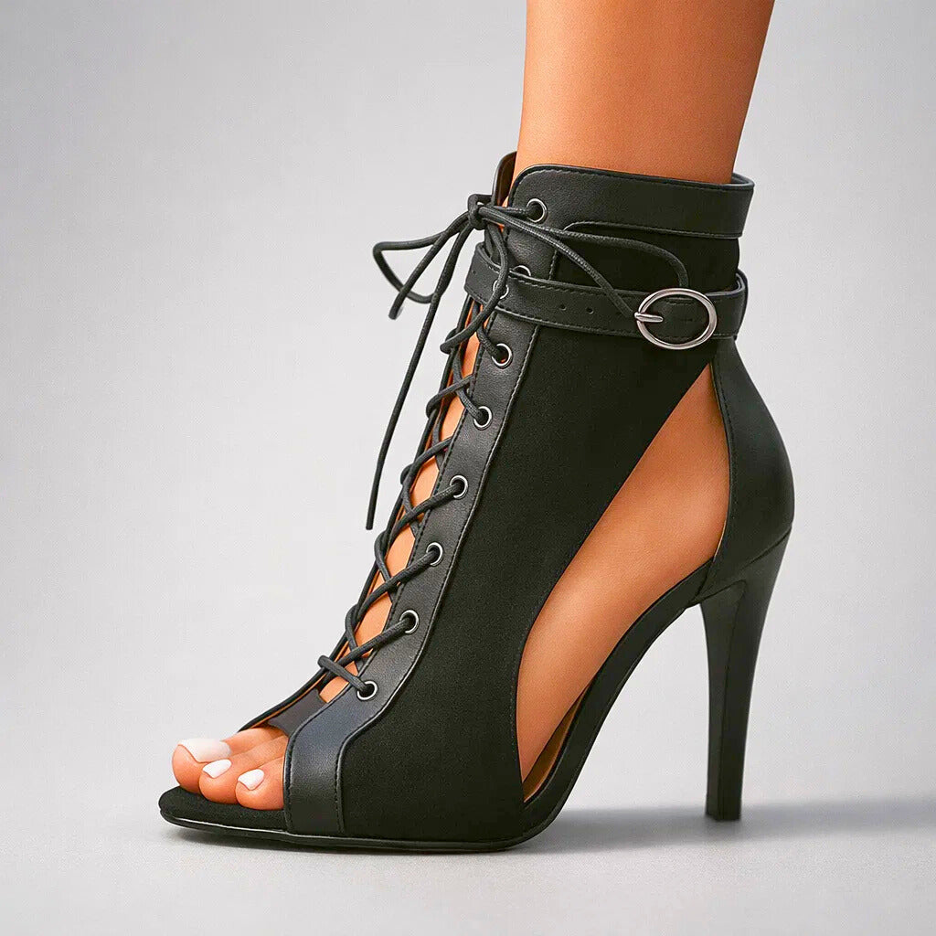 Franziska | Elegantes zapatos de tacón con cordones y aberturas