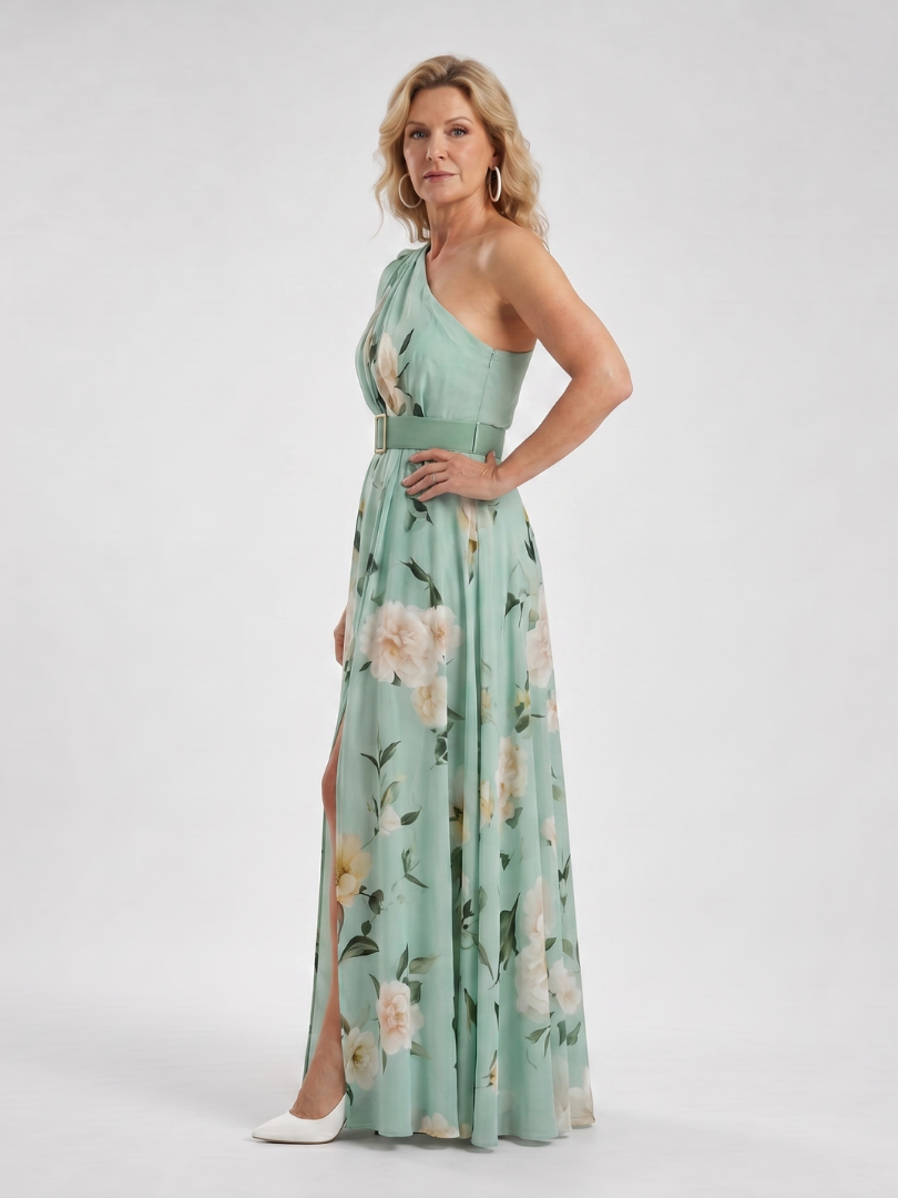 Franziska | Vestido maxi asimétrico con cinturón
