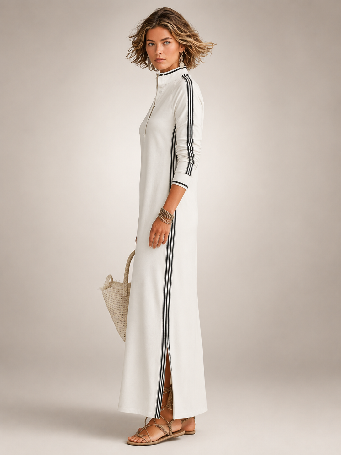 Frieda | Vestido de felpa minimalista en largo maxi