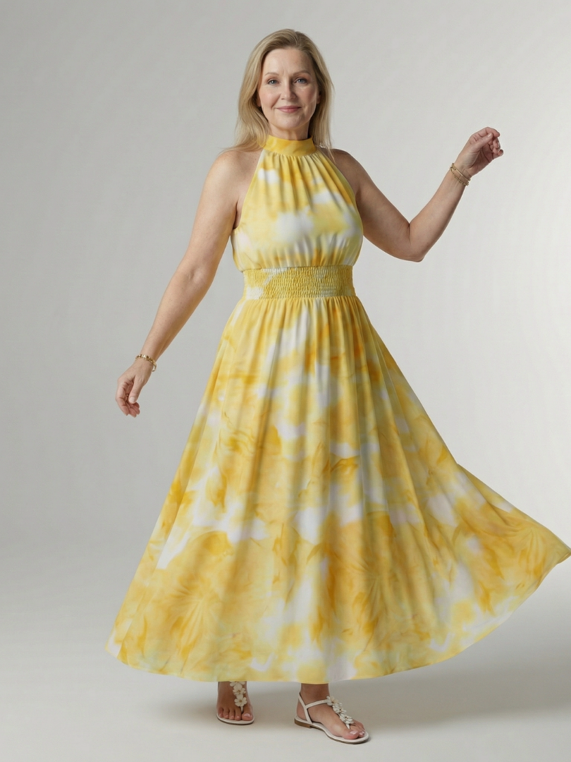Gisela | Vestido midi halter con volantes en 4 colores