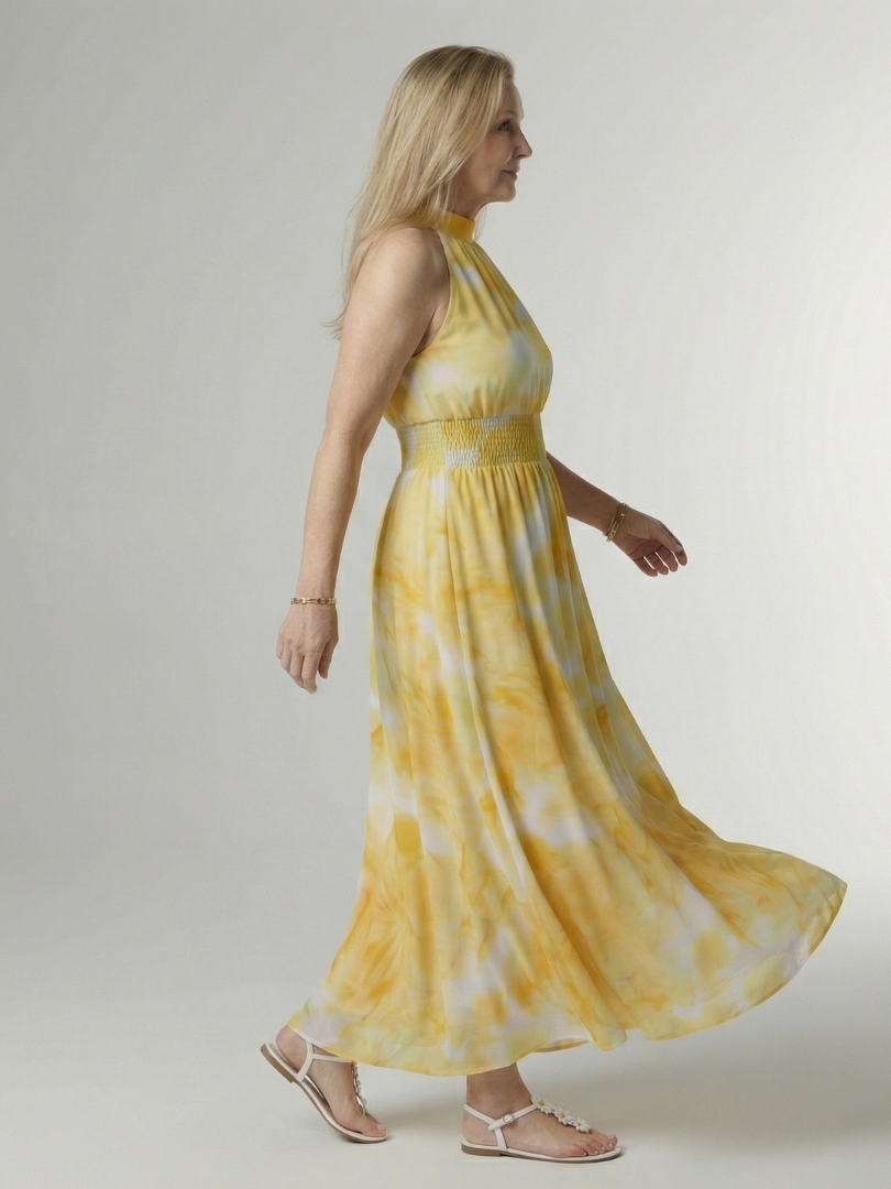 Gisela | Vestido midi halter con volantes en 4 colores