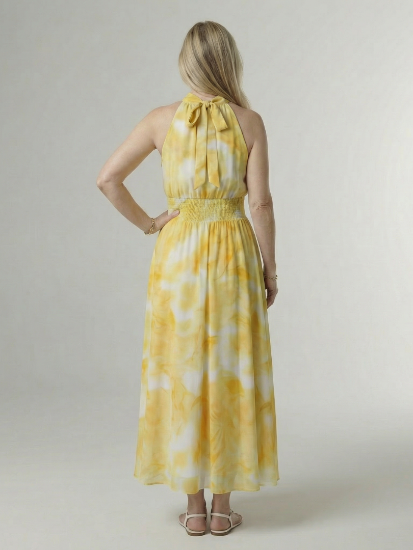 Gisela | Vestido midi halter con volantes en 4 colores