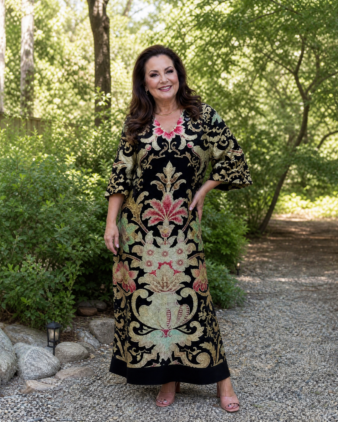 Gisela | Vestido midi boho con estampado vintage y bolsillos