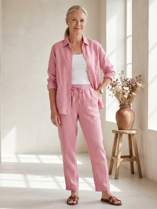 Heidi | Conjunto de lino con camisa y pantalón estrecho