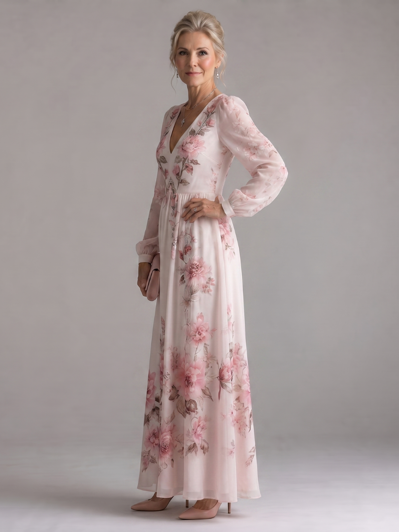 Henriette | Vestido midi floral de manga larga