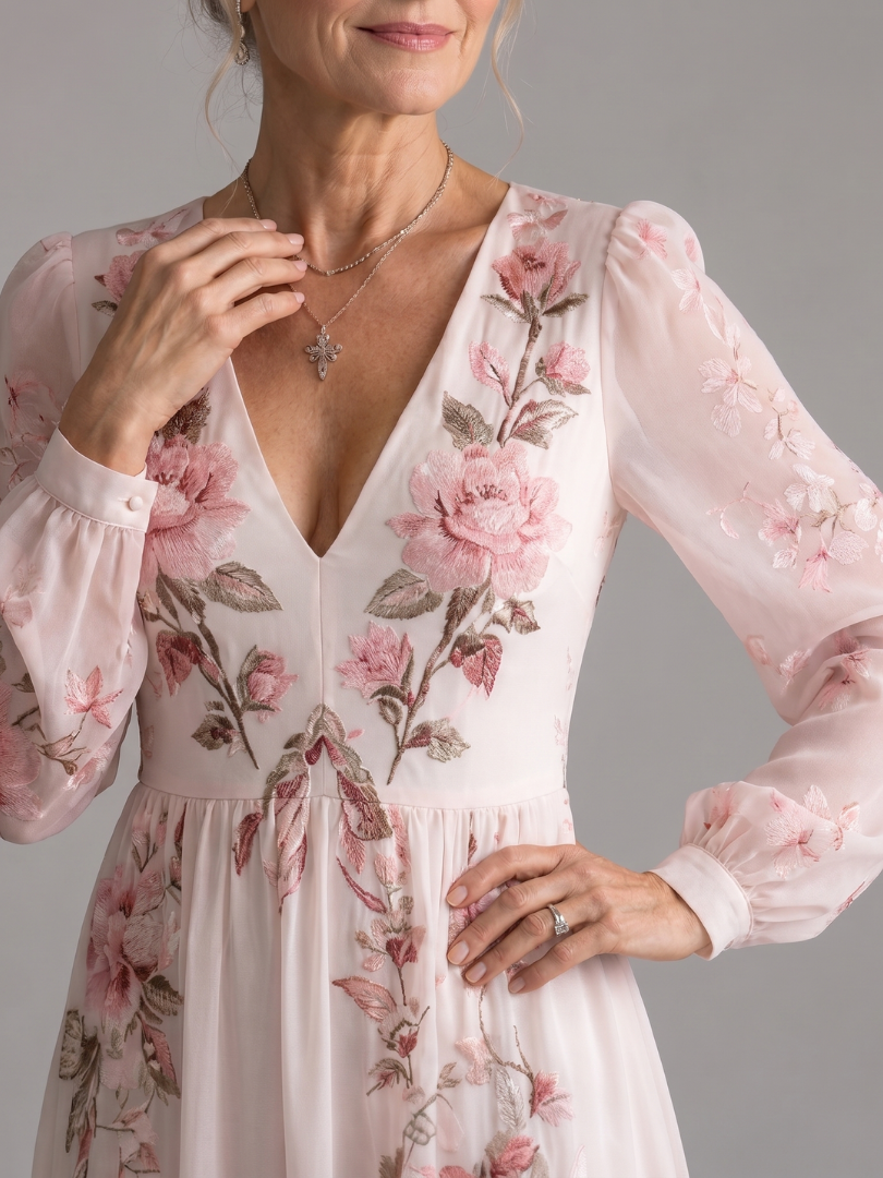 Henriette | Vestido midi floral de manga larga