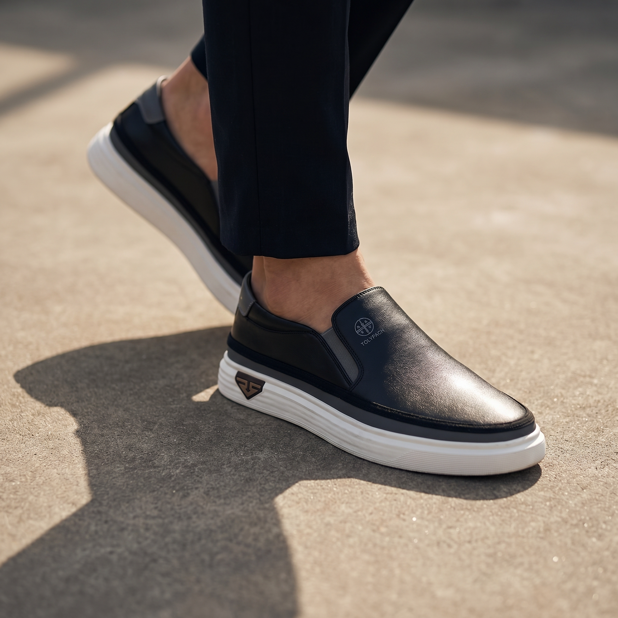 Elsera – Zapatillas slip-on de piel para hombre