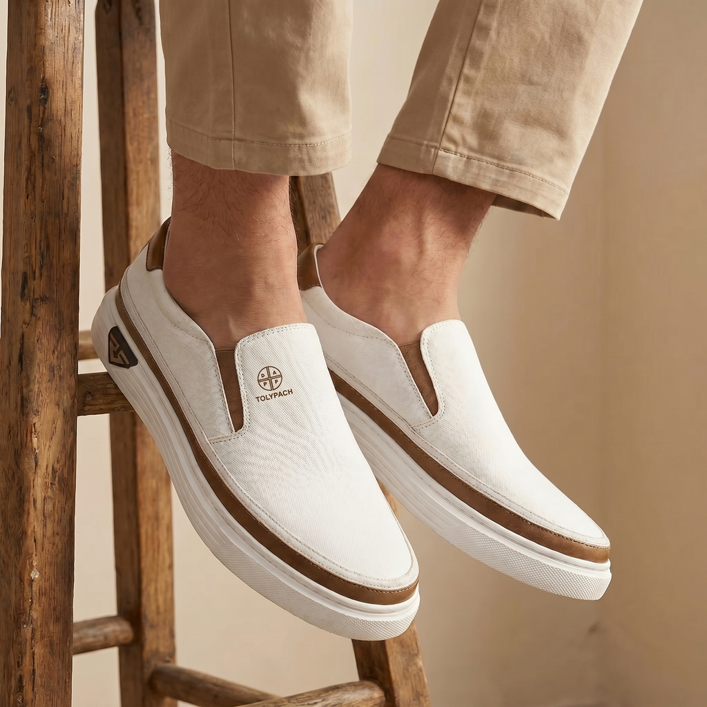 Elsera – Zapatillas slip-on de piel para hombre