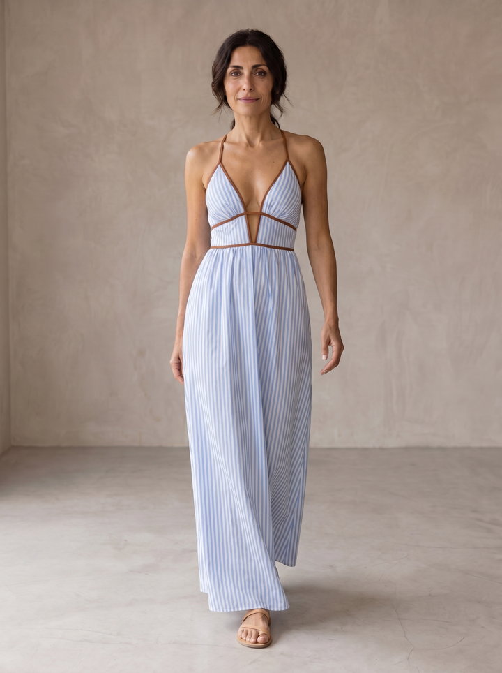Laurina, Abito Lungo a Righe con Scollo cut-out de Zelira