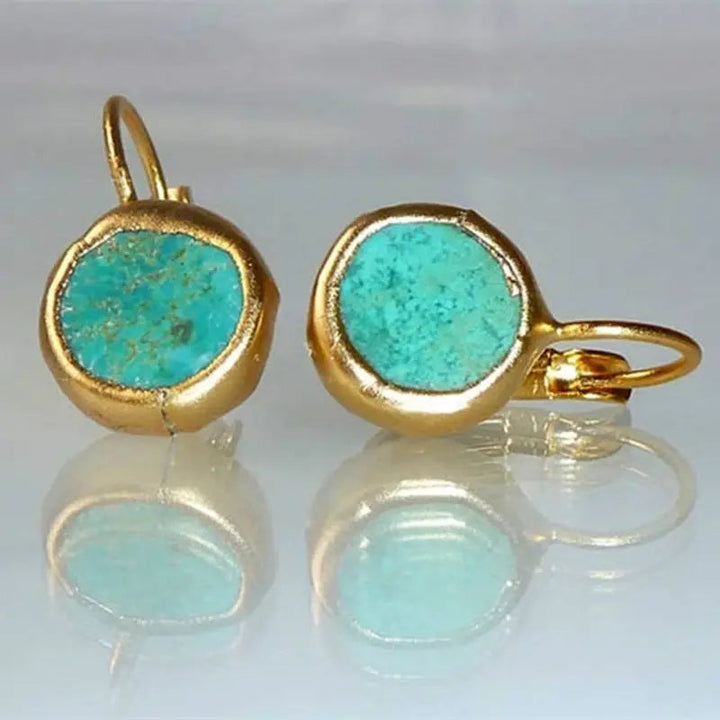 Pendientes elegantes de oro con piedra de turquesa - Zelira