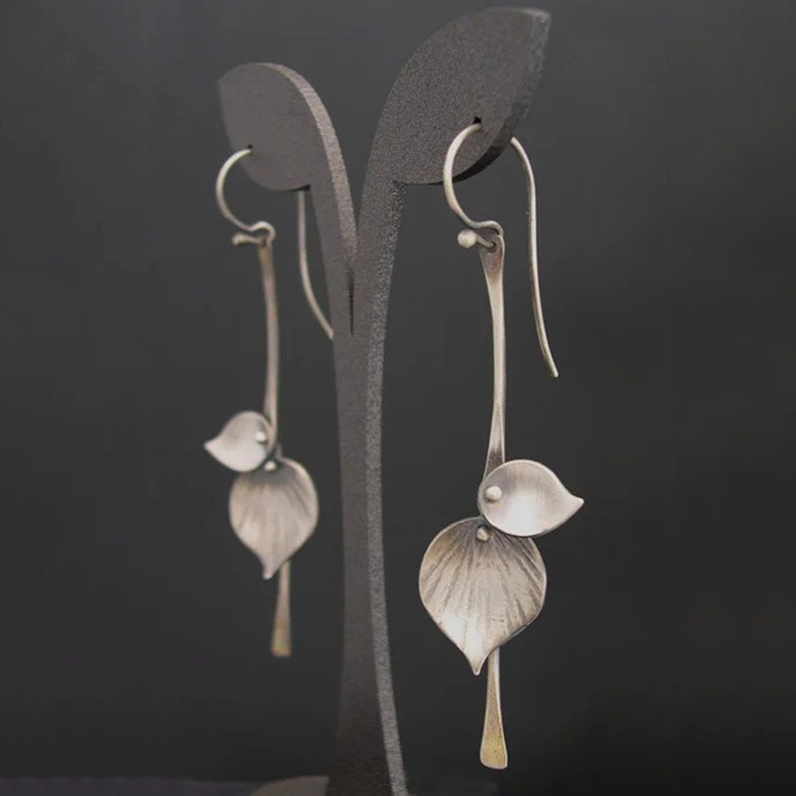 Pendientes vintage de plata, motivo de hojas - Zelira