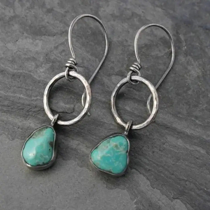 Pendientes de plata vintage con piedra turquesa - Zelira