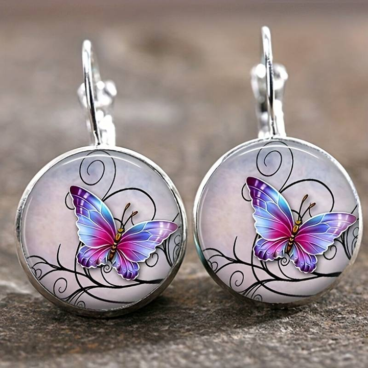 Pendientes vintage Vlinder con cristales redondos - Zelira