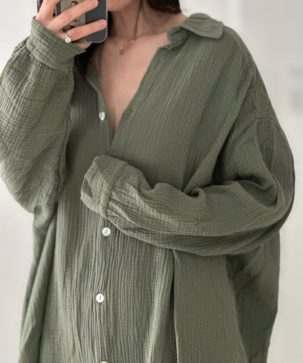 Blusa de muselina, oversize larga, 32 colores