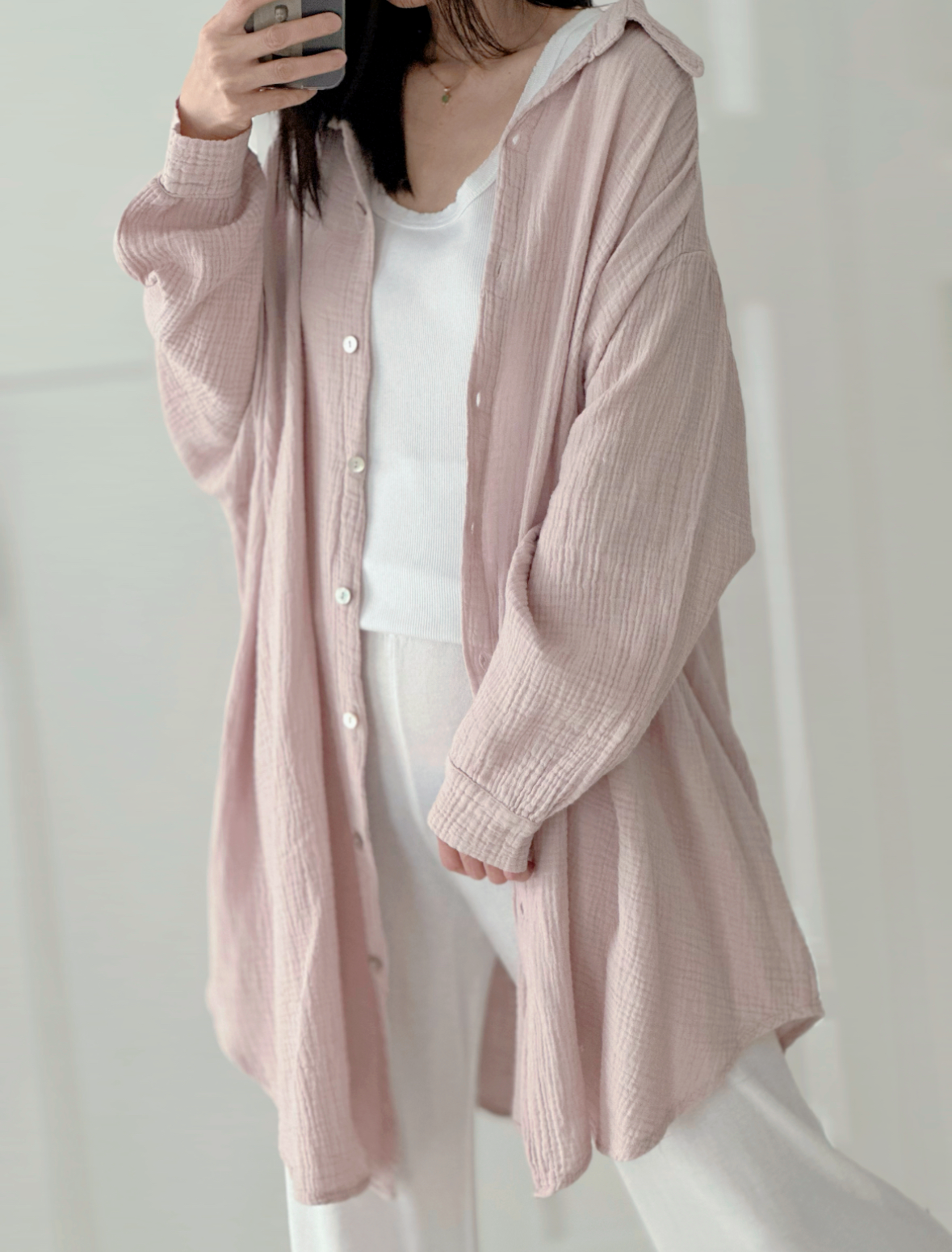 Blusa de muselina, oversize larga, 32 colores