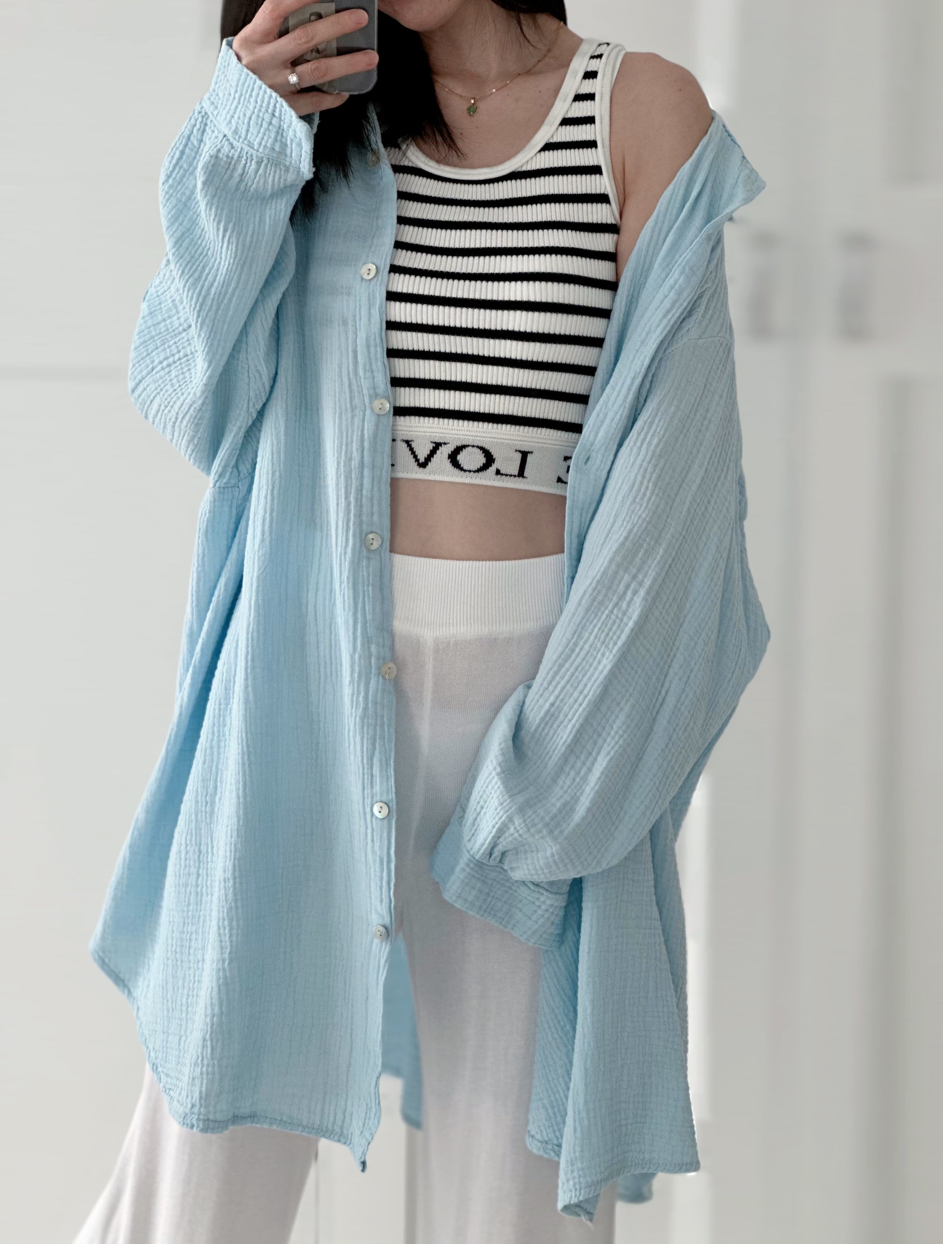 Blusa de muselina, oversize larga, 32 colores