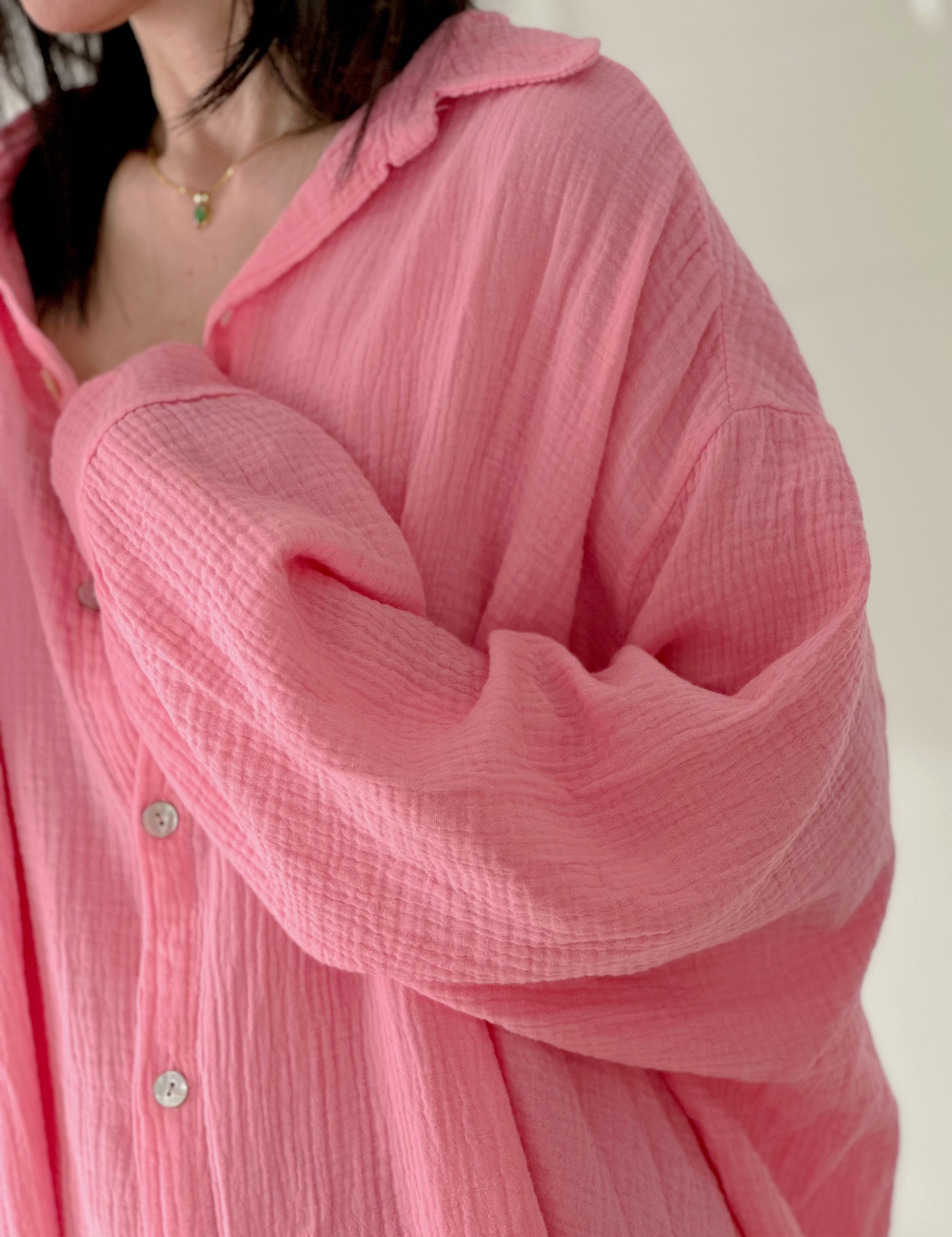 Blusa de muselina, oversize larga, 32 colores