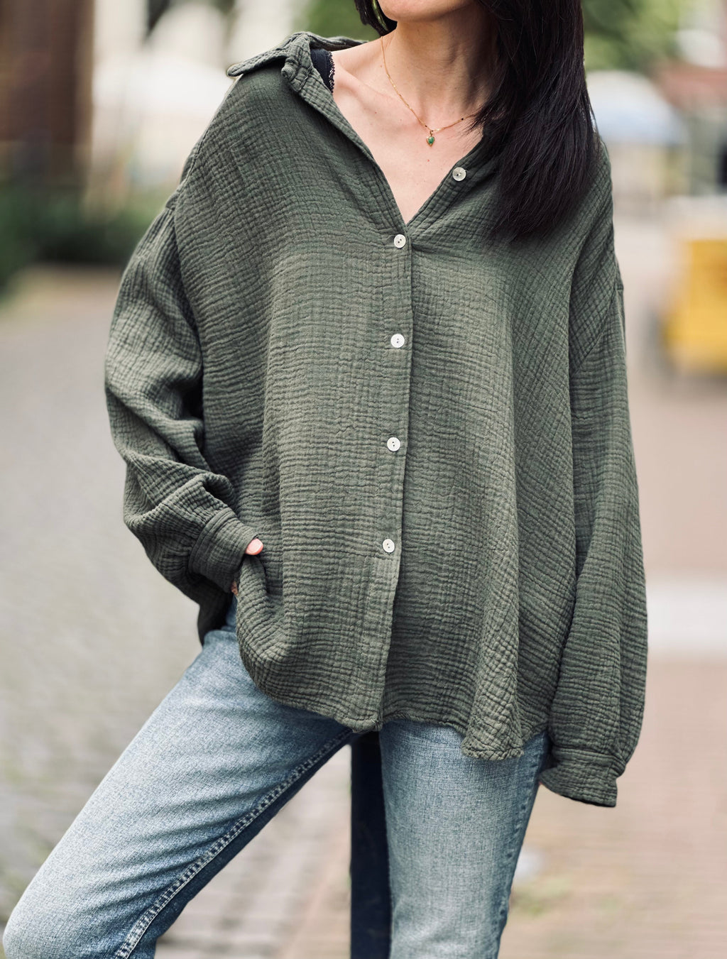 Blusa de muselina, regular, 34 colores