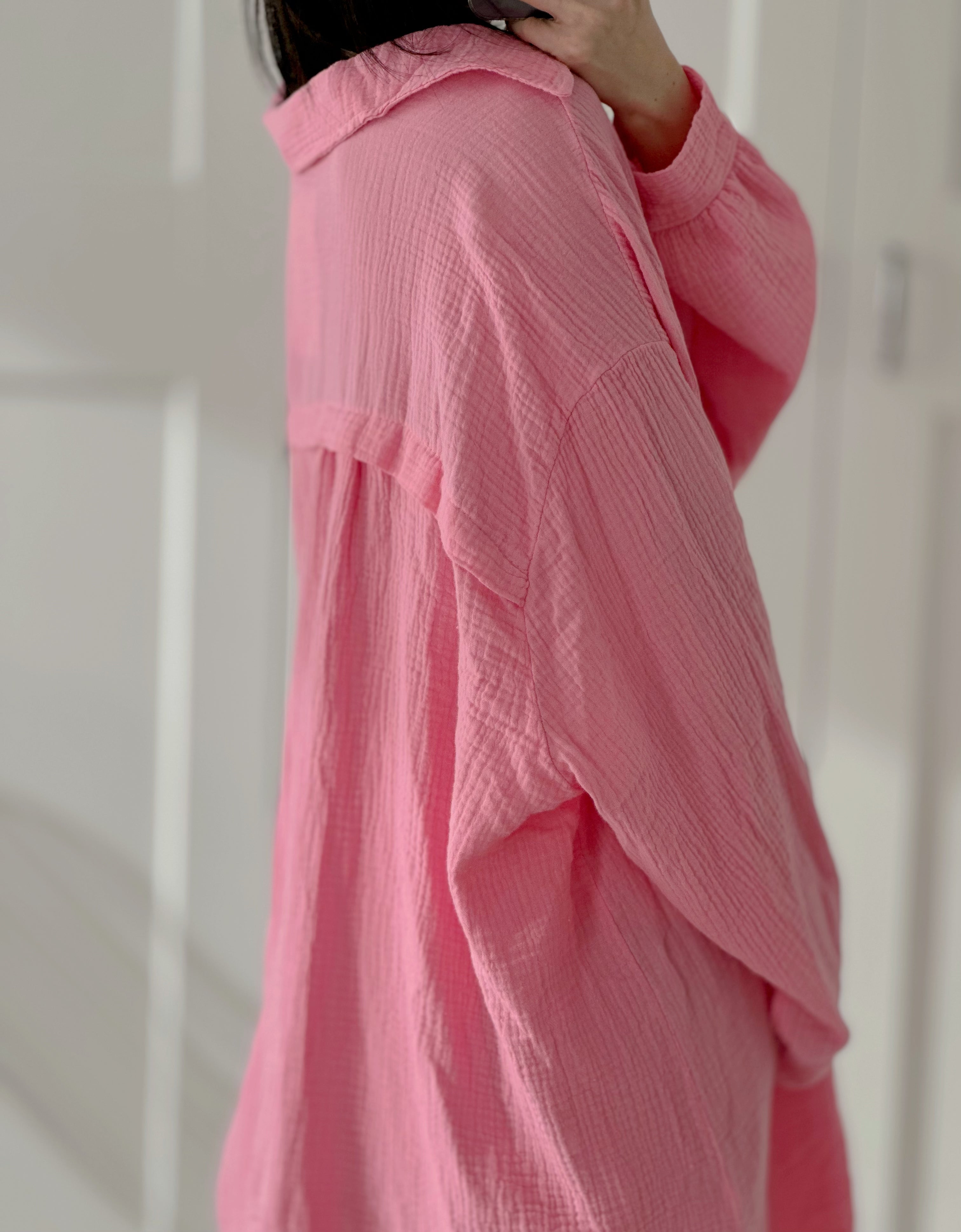 Blusa de muselina, oversize larga, 32 colores