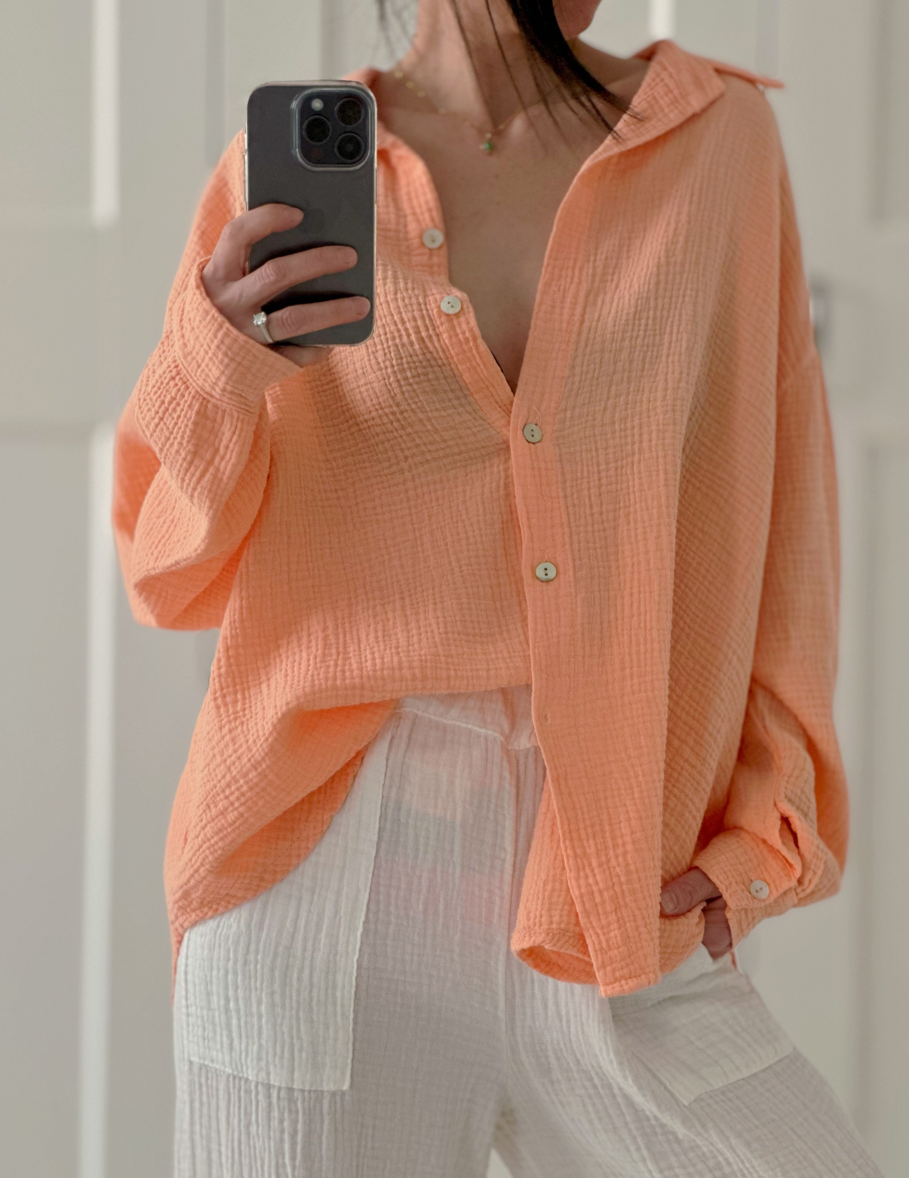 Blusa de muselina, regular, 34 colores
