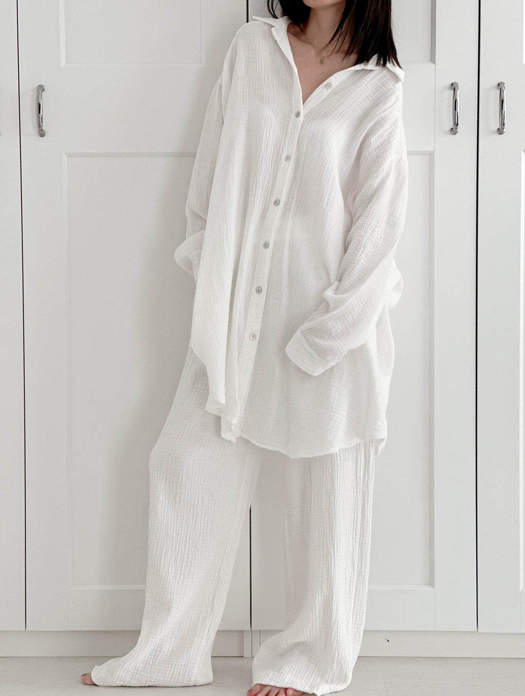 Blusa de muselina, oversize larga, 32 colores