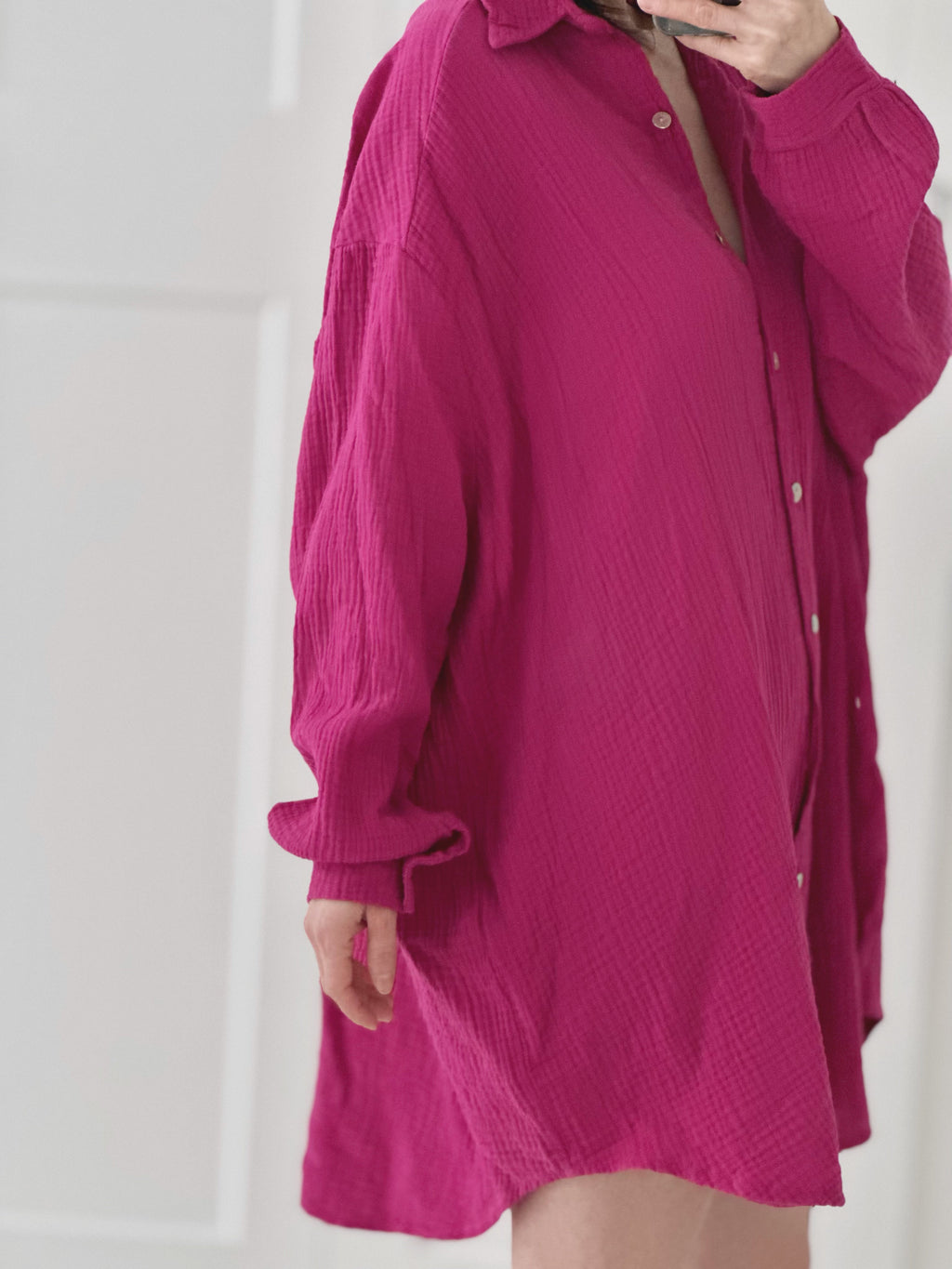 Blusa de muselina, oversize larga, 32 colores