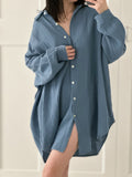 Blusa de muselina, oversize larga, 32 colores