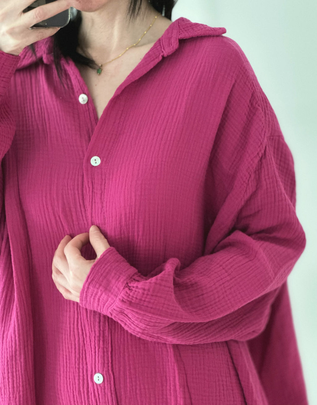 Blusa de muselina, oversize larga, 32 colores