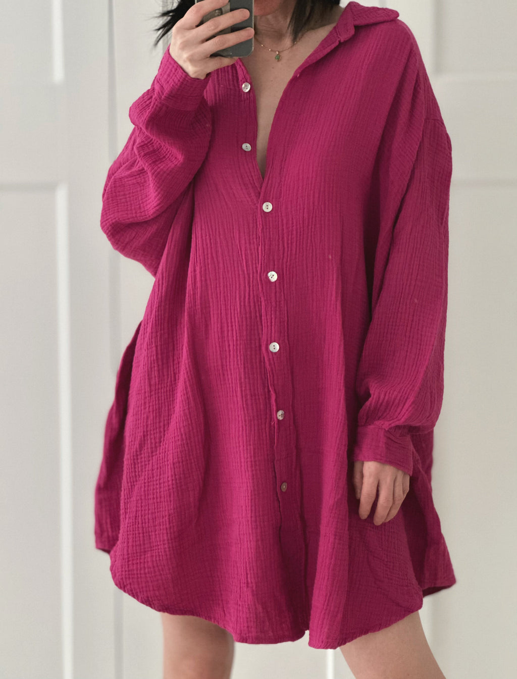 Blusa de muselina, oversize larga, 32 colores