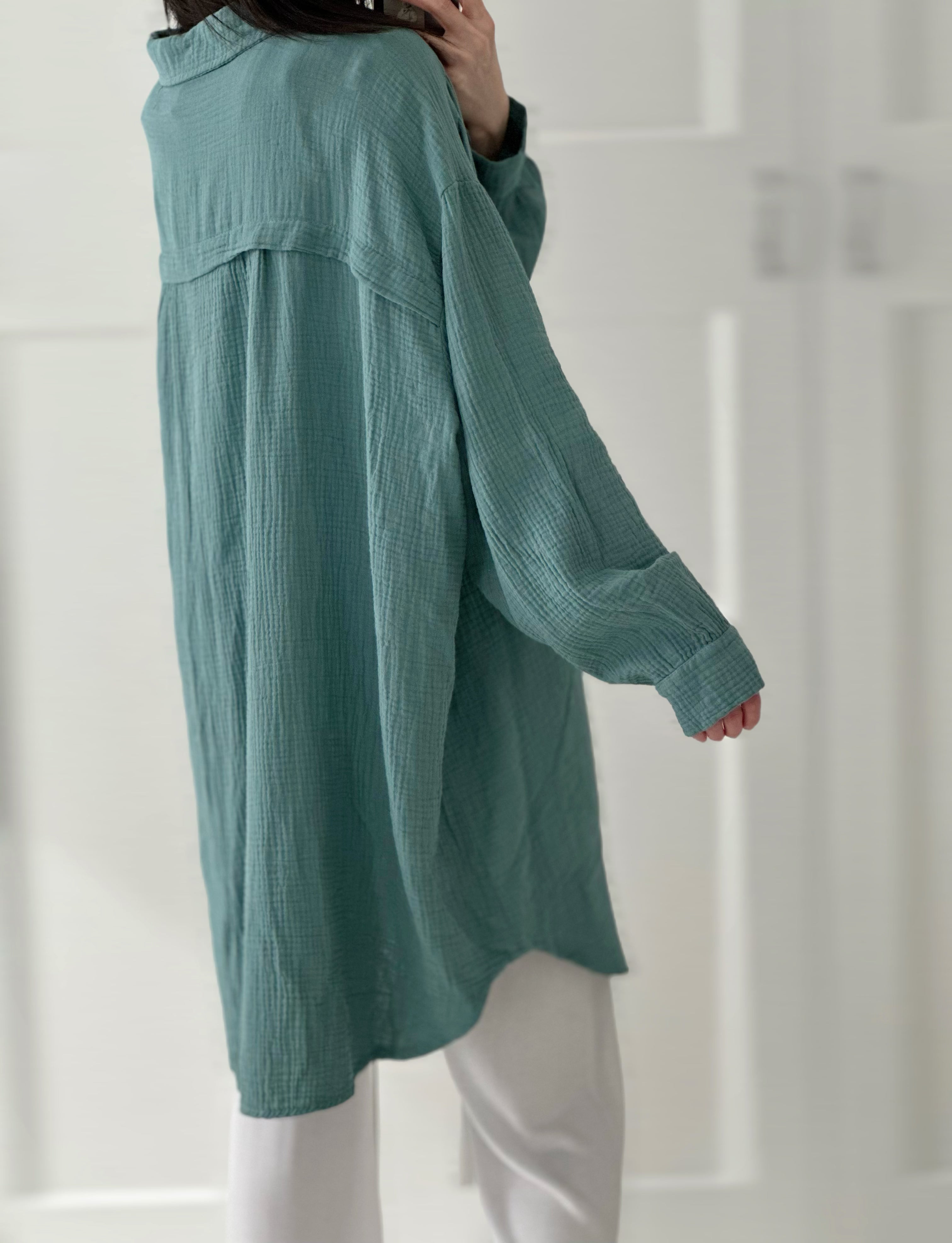 Blusa de muselina, oversize larga, 32 colores