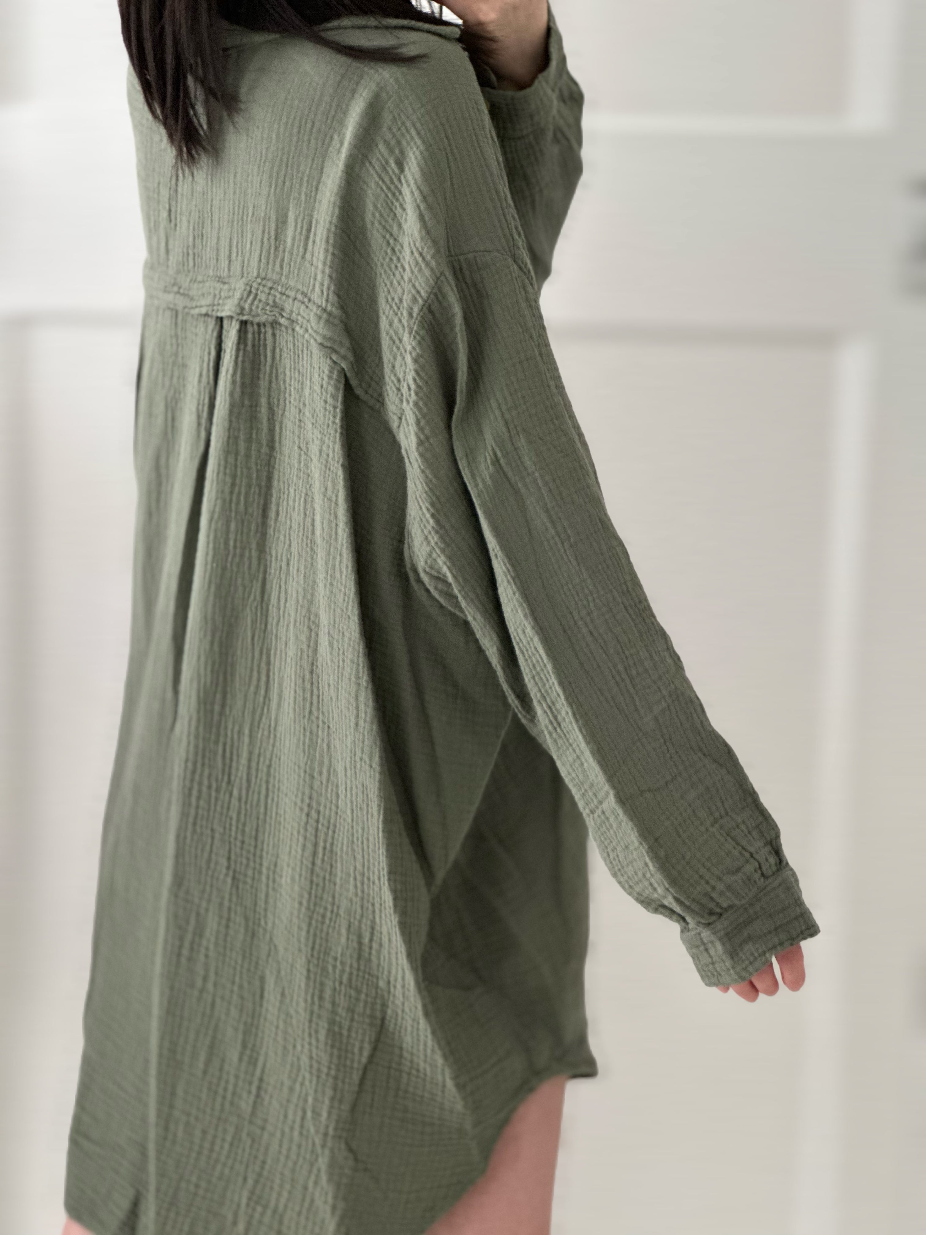 Blusa de muselina, oversize larga, 32 colores