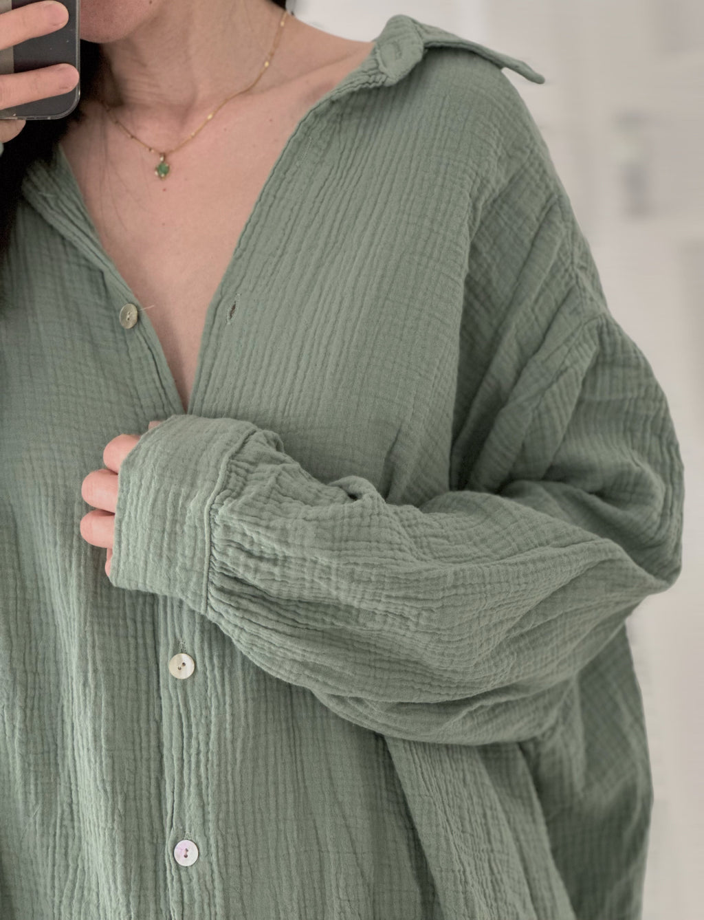 Blusa de muselina, oversize larga, 32 colores