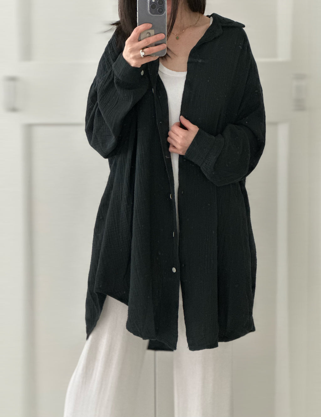 Blusa de muselina, oversize larga, 32 colores