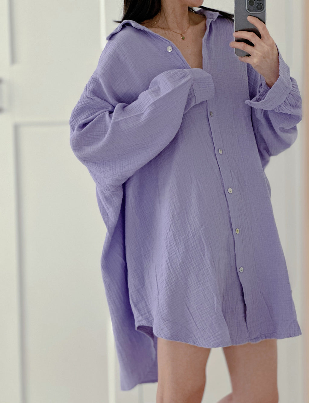 Blusa de muselina, oversize larga, 32 colores