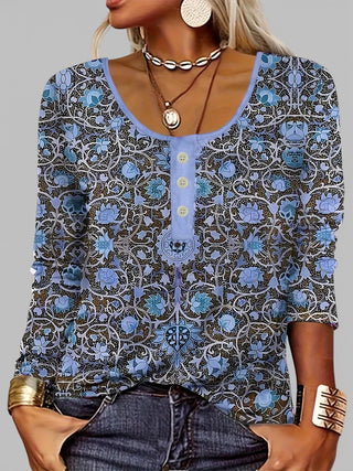Adeline | Blusa clásica de flores azules