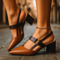 Ingeborg | Zapatos slingback de punta fina con tacón de bloque