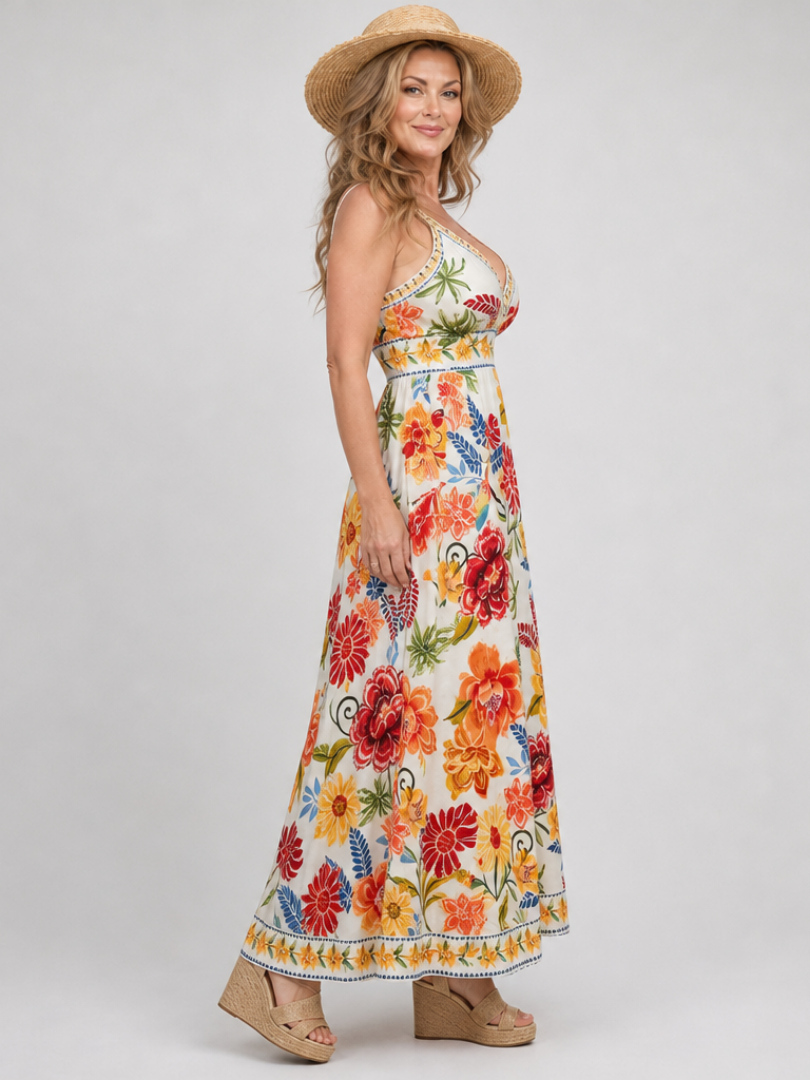 Ingeborg | Vestido largo floral con talle imperio