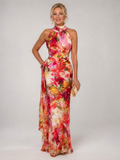 Isolde | Vestido maxi floral con cuello halter